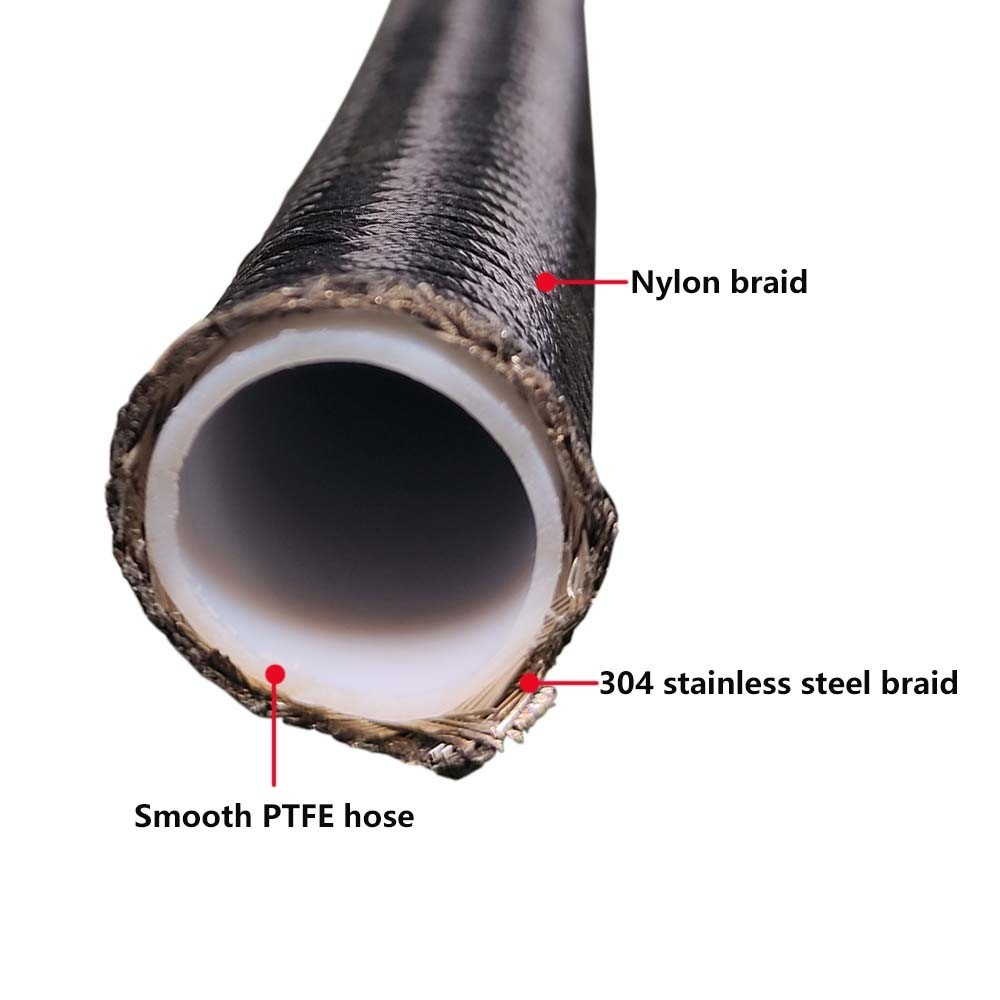 Nylon And SS304 Braided PTFE Hose